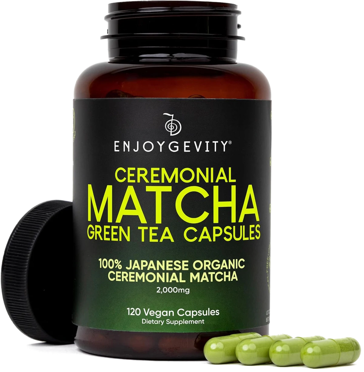 EnjoyGevity Ceremonial Matcha Green Tea Capsules, 120 vegan capsules